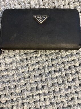 Prada Black Triangular Logo Pouch
